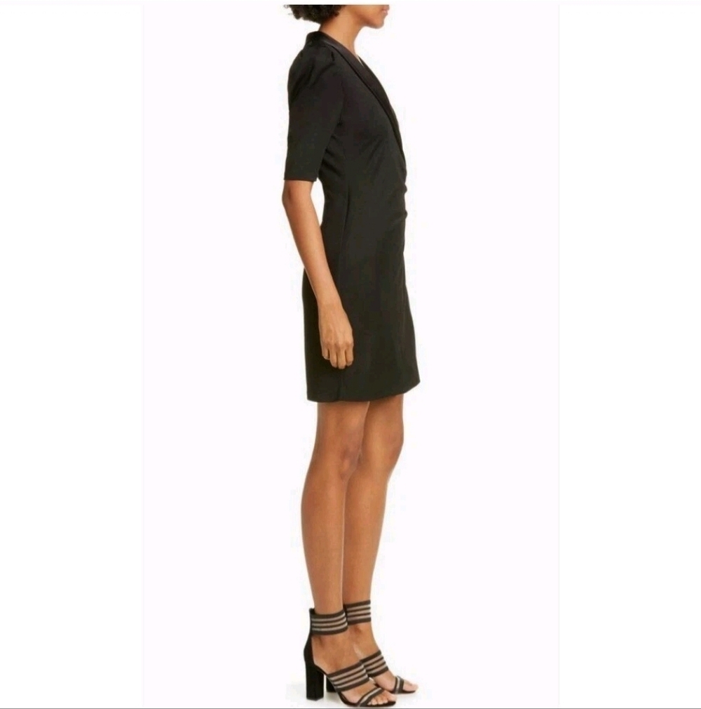 Alice + Olivia Remi Puff Sleeve Wrap Tuxedo Mini Dress Size 4 - Picture 5 of 10